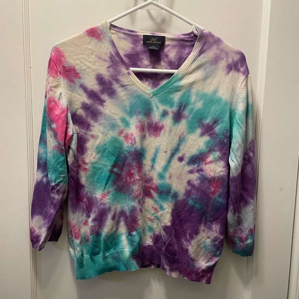 Brooks Brothers Quarter Sleeve Tie Dyed Top